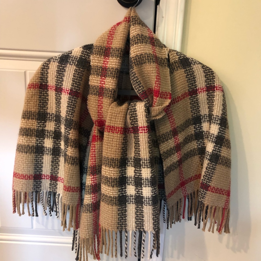 Authentic Burberry Plaid fringed cape